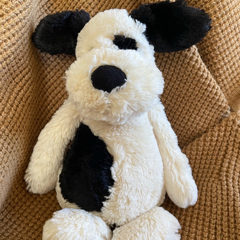 Jellycat Black and Cream Bashful Pup EUC